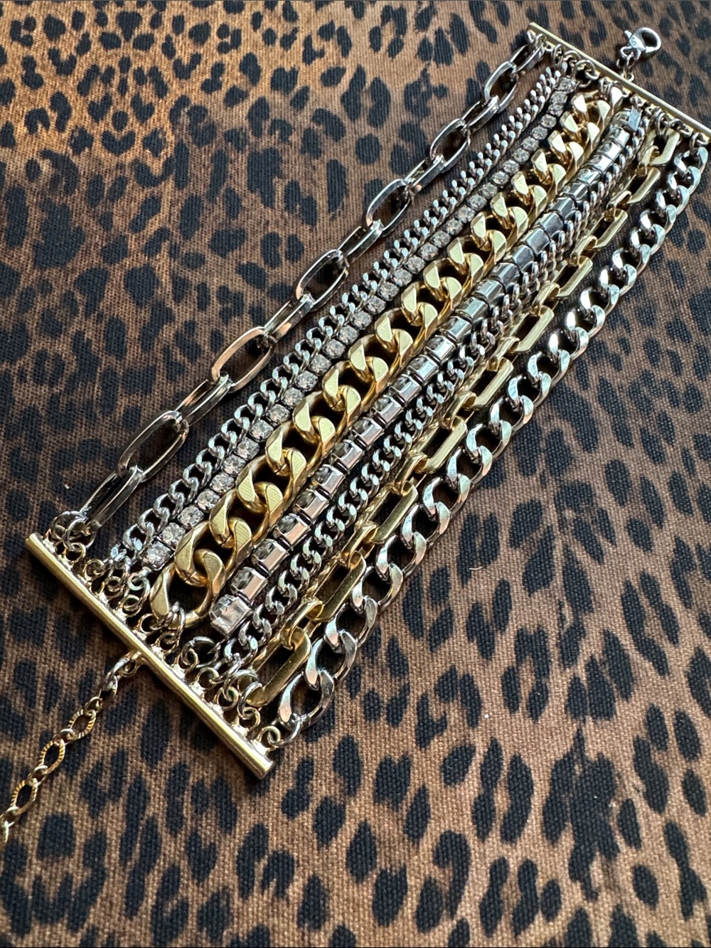 NEW Mixed Metal Multi-Row Chain Bracelet - Gold & Silver